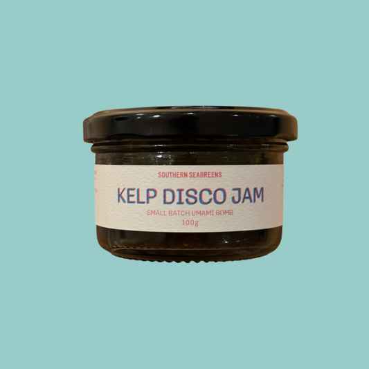 Jar of Kelp Disco Jam with a label on a white background