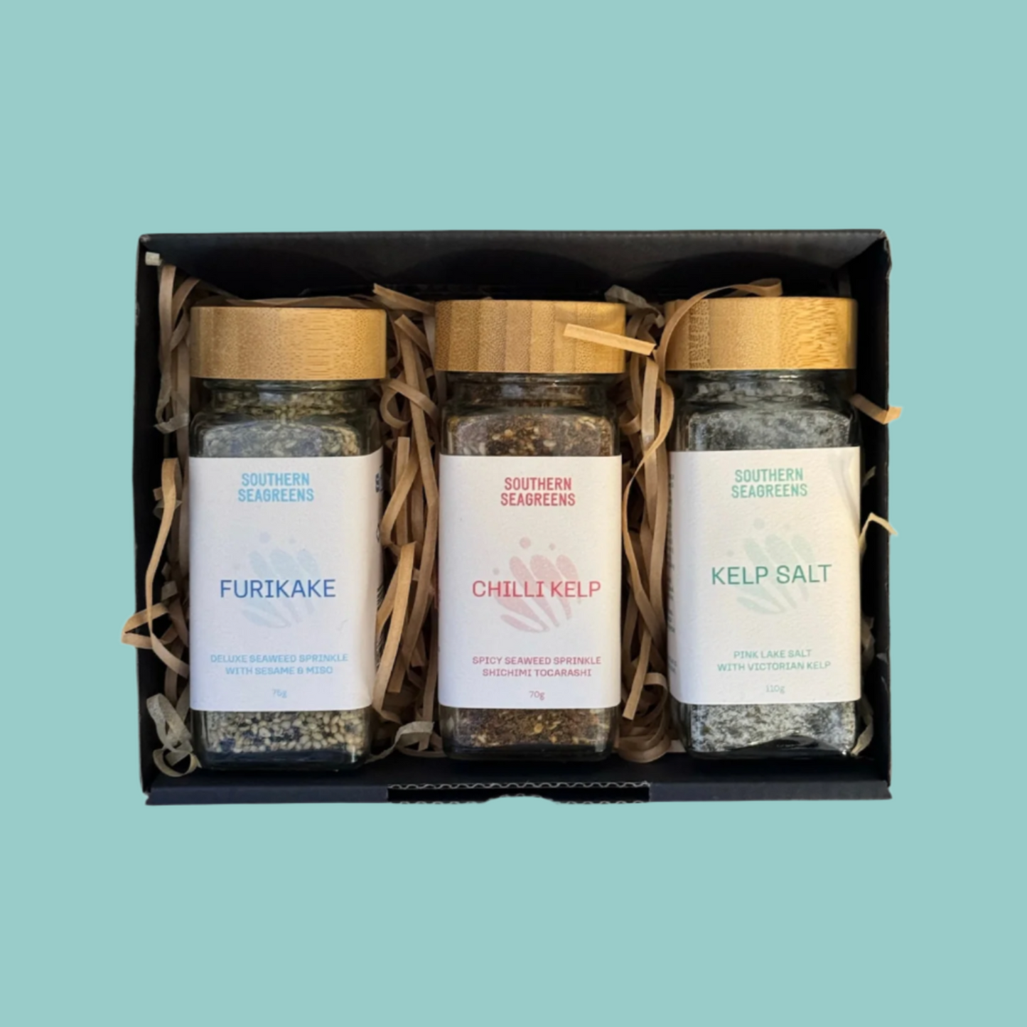 Southern Seagreens Australian seaweed condiments Furikake, Kelp Salt, Chilli Kelp Gift Pack