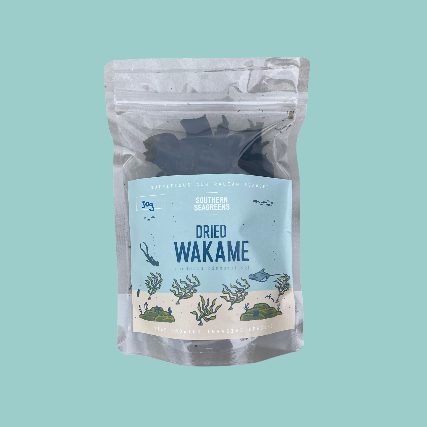 Southern Seagreens Australian  Dried Wakame Seaweed Kelp Superfood 30g bag.