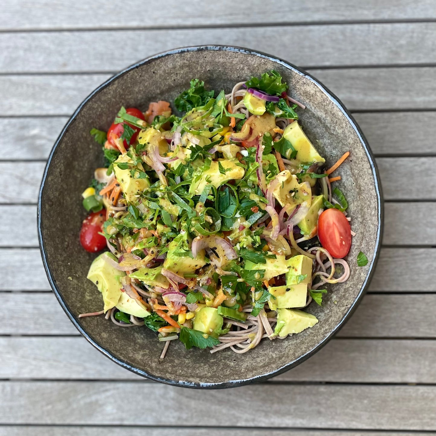 Southern Seagreens Chilli Kelp sprinkle on soba noodle salad