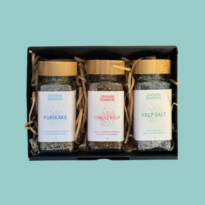 Southern Seagreens Australian seaweed condiments Furikake, Kelp Salt, Chilli Kelp Gift Pack