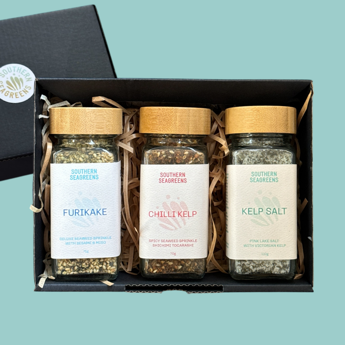 Southern Seagreens Australian seaweed condiments Furikake, Kelp Salt, Chilli Kelp Gift Pack